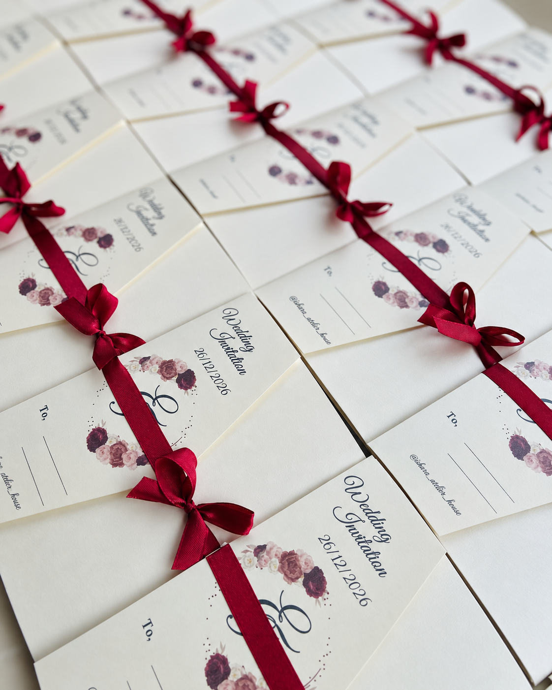 Elegant Floral Wedding Invitation with Ribbon